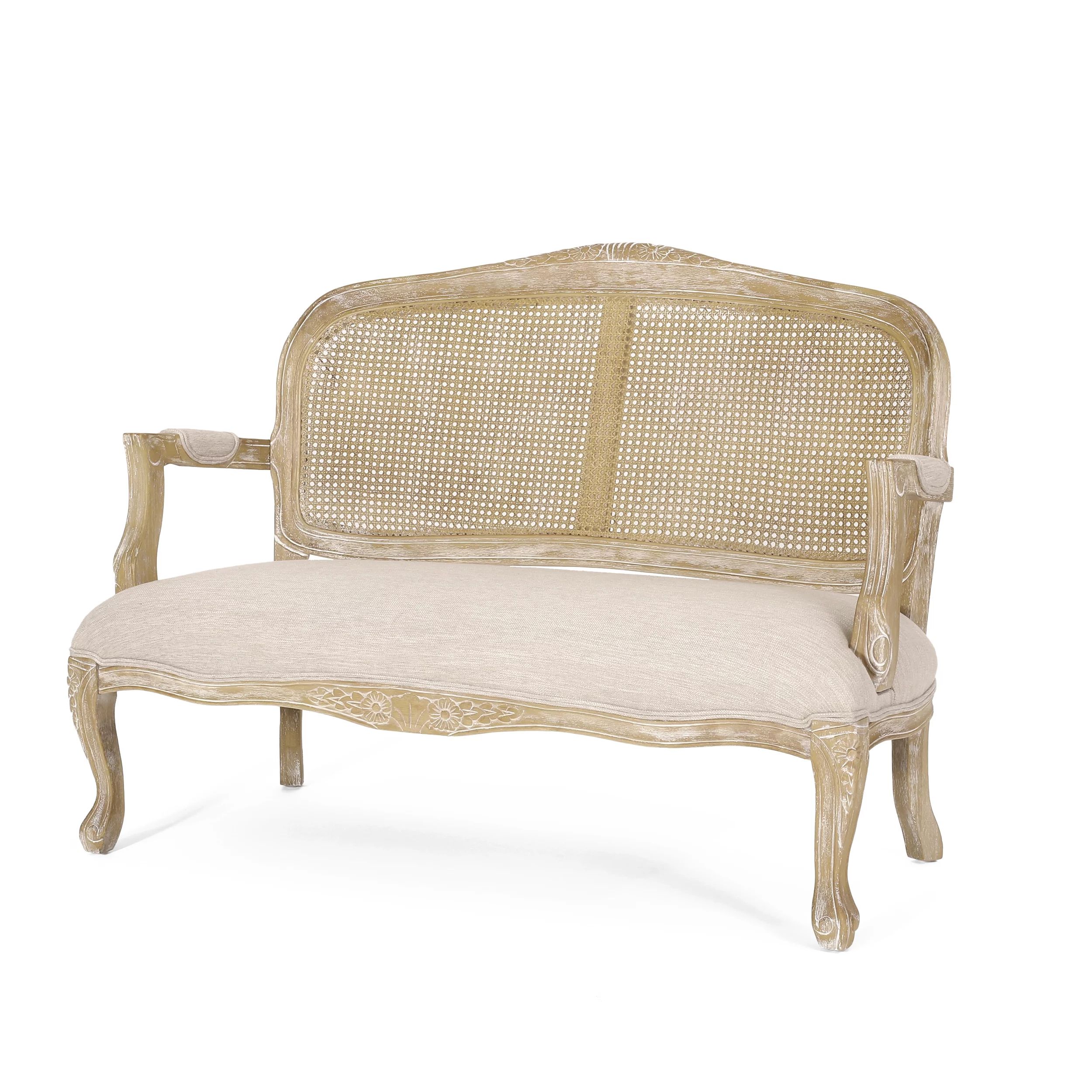 Wistar French Country Wood and Cane Loveseat, Beige and Natural | Walmart (US)