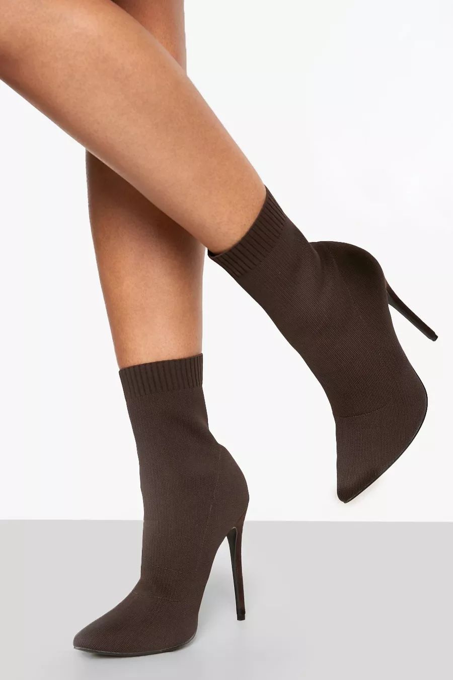 Wide Fit Pointed Knitted Stiletto Sock Boots | Boohoo.com (UK & IE)