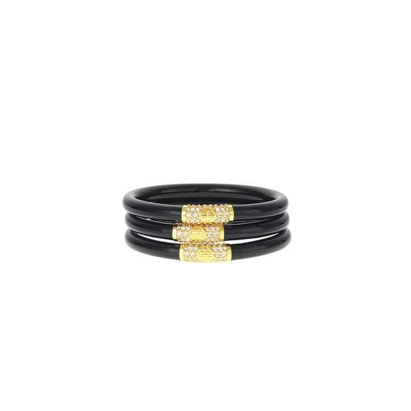 Black All Weather Bangles® (AWB®) - Gold Bead | BuDhaGirl