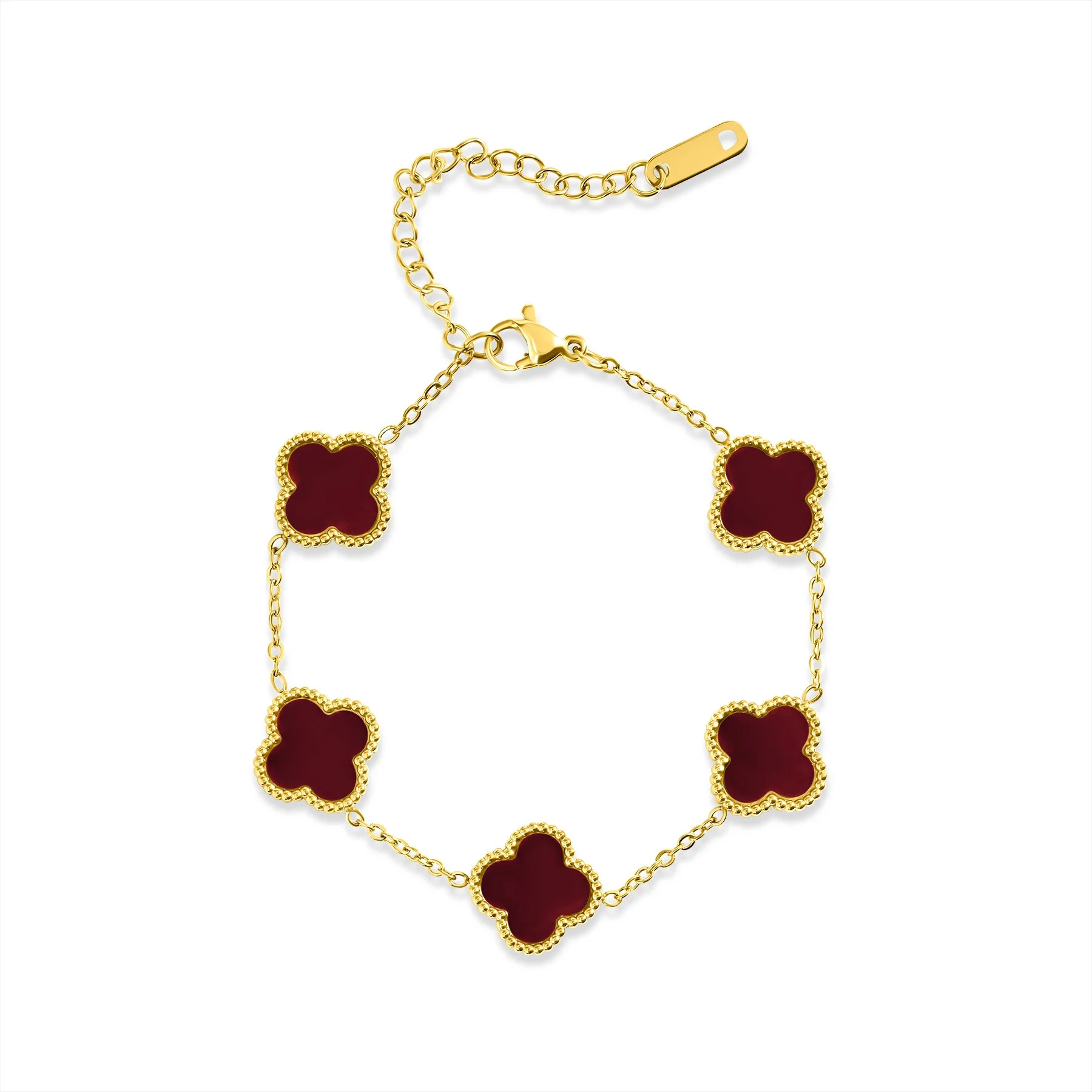 JeenMata Red Flower Link Bracelet in Yellow Gold Plated | Walmart (US)