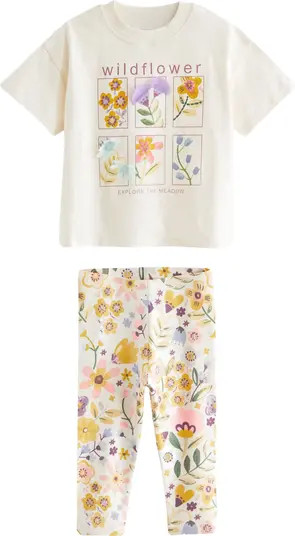 Kids' Flower Graphic T-Shirt & Leggings Set | Nordstrom