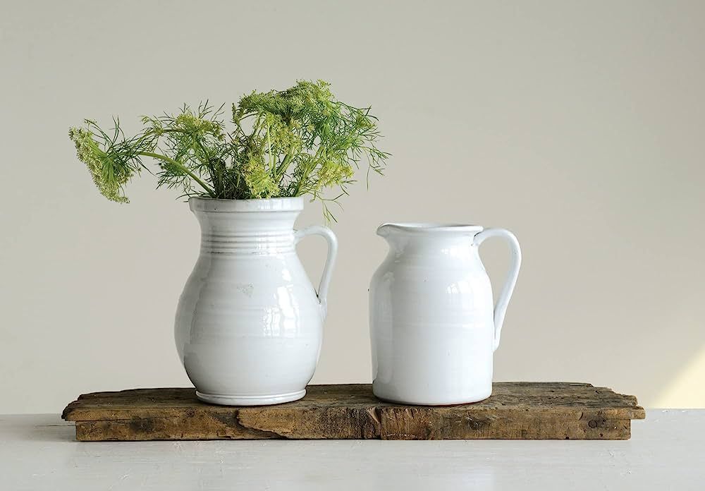 Creative Co-Op Small White Terracotta Pitcher | Amazon (US)