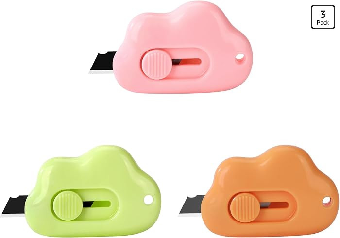 Cloud Shaped Retractable Box Cutter Set - 3Pcs Mini Utility Knife Letter Opener Envelope Slitter,... | Amazon (US)