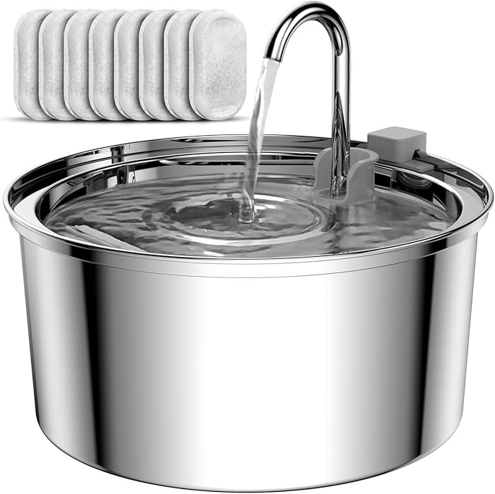 Tomxcute Cat Water Fountain, 3.2L/108oz Automatic Stainless Steel Pet Fountain Dog Water Dispense... | Amazon (US)