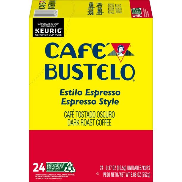 Café Bustelo Espresso Style K-Cup Pods for Keurig K-Cup Brewers, Dark Roast Coffee, 24 Count | Walmart (US)
