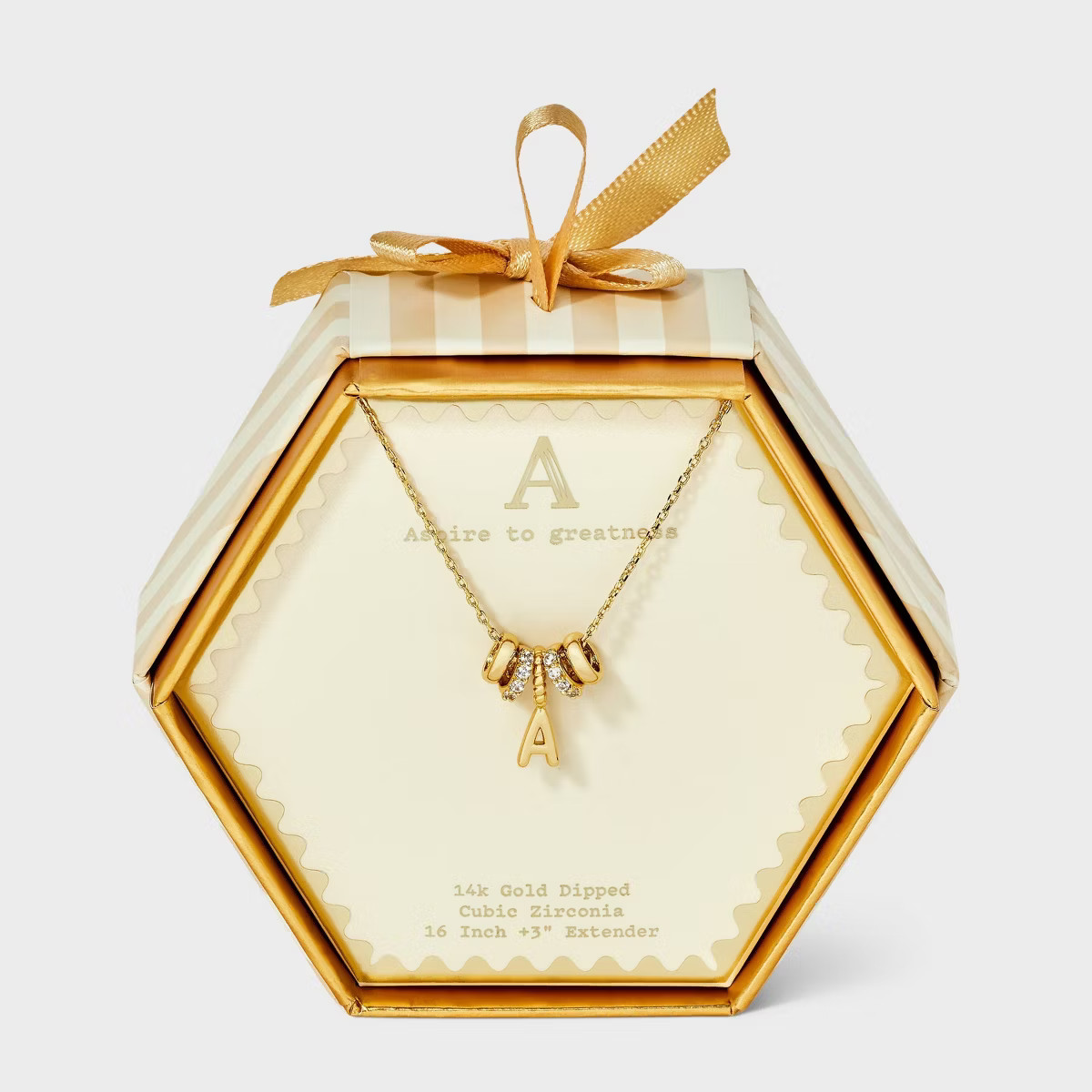 14K Gold Dipped Cubic Zirconia Rondelle Initial Necklace - A New Day™ Gold | Target