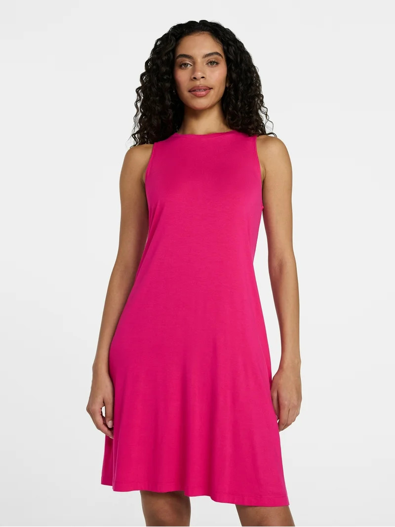 Time and Tru Women's Sleeveless Knit Swing Dress, Sizes XS-XXXL | Walmart (US)