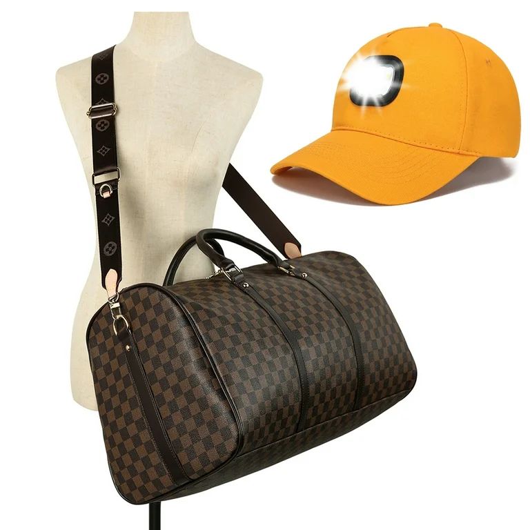 RICHPORTS 21"Travel Duffel Bag Checkered Bag Weekend Overnight Luggage, Baseball Cap Black Womens... | Walmart (US)