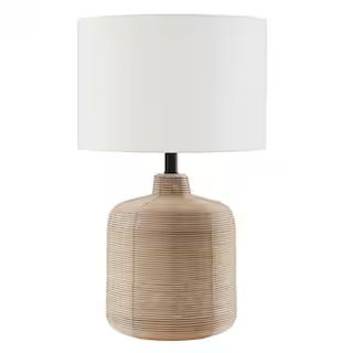 Meyer&Cross Jolina 20.5 in. Natural Rattan Petite Table Lamp with Brass Accents TL0659 - The Home... | The Home Depot
