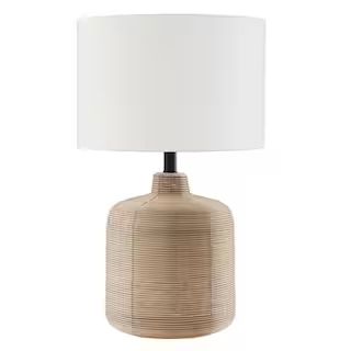 Meyer&Cross Jolina 20.5 in. Natural Rattan Petite Table Lamp with Brass Accents-TL0659 - The Home... | The Home Depot