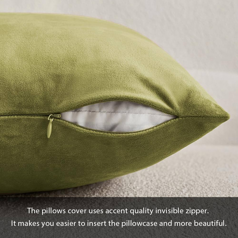 MIULEE Pack of 2 Sage Velvet Throw Pillow Covers 12x20 Inch Soft Solid Decorative Set Lumbar Cush... | Amazon (US)
