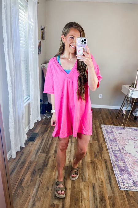 Wearing a size small. Very stretchy and oversized! 

Amazon romper, affordable hot shot romper, hot pink romper, summer style, hot pink swim coverup 

#LTKSwim #LTKStyleTip #LTKTravel