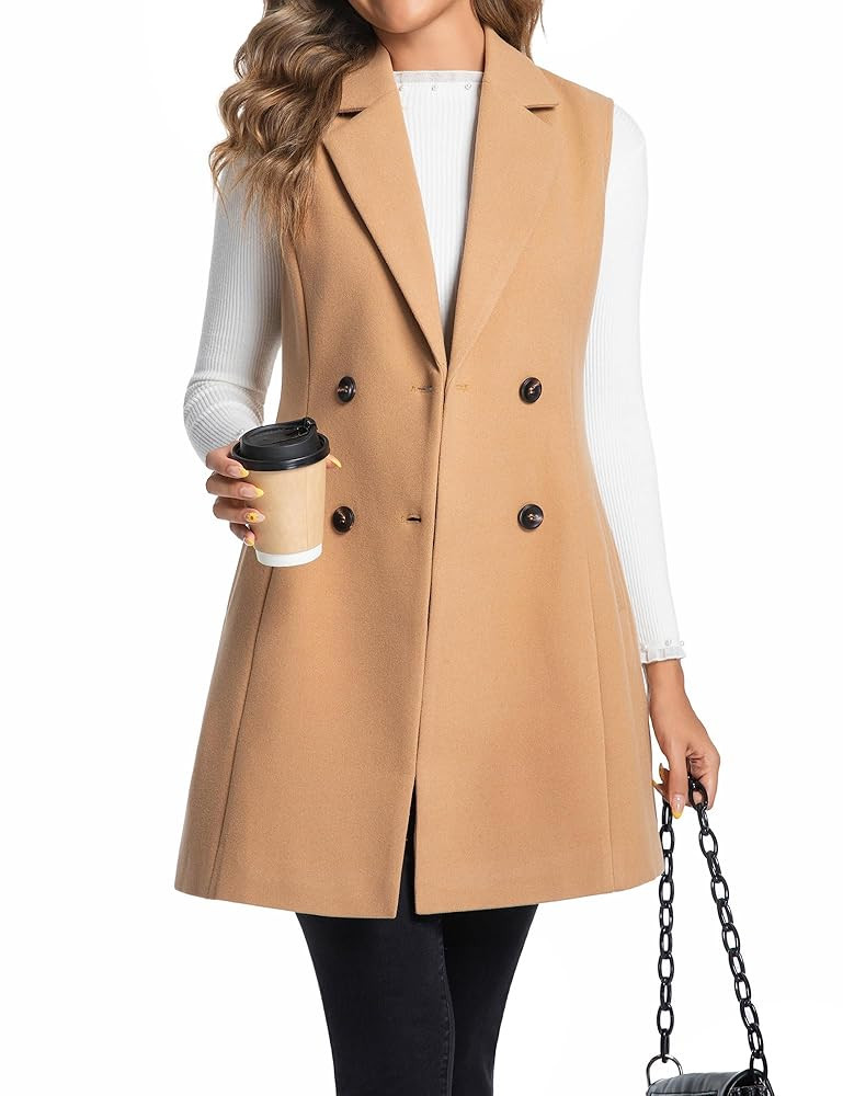 IDEALSANXUN Long Vest for Women Sleeveless Tweed Blazer Fall Jackets Cardigan Outerwear | Amazon (US)