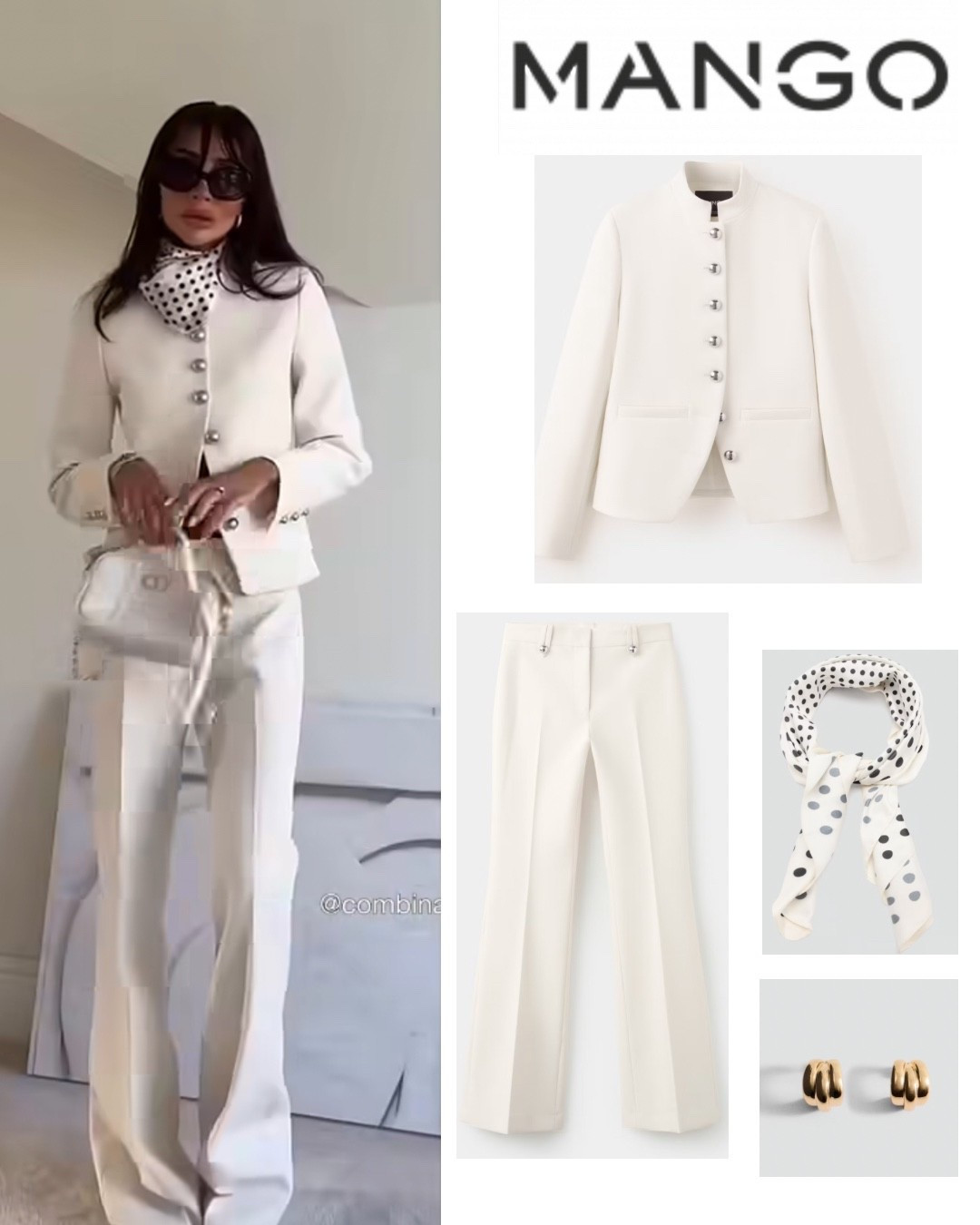 Editor Approved: The Mango Structured Ivory & Polka Dot Edit

Because your style speaks.

The definition of sharp, polished elegance. If you want an outfit that makes an instant statement while remaining completely classic, this structured look from Mango is it. 

This ensemble is perfect for an upscale lunch, a gallery opening, or when you simply want to channel an effortless look that feels completely intentional.

Style Tip: When rocking a fully monochromatic pantsuit look, adding a small silk scarf at the neck or wrapped around your handbag handle is the ultimate trick to make your entire outfit look instantly expensive!

#MangoGirls #QuietLuxury #MonochromeOOTD #IvoryAndGold #SummerTailoring #PolkaDotScarf #PantsuitStyle #ElevatedBasics #MinimalistGlam #LTKunder100

#LTKootd #LTKgrwm