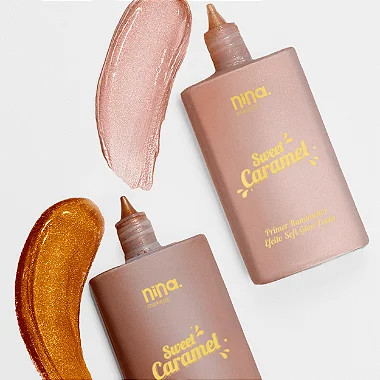 COMBO PRIMER ILUMINADOR SWEET CARAMEL CARAMELO ROSÊ + CARAMELO BRONZEADO  - NINA MAKEUP | Nina Makeup (BR)