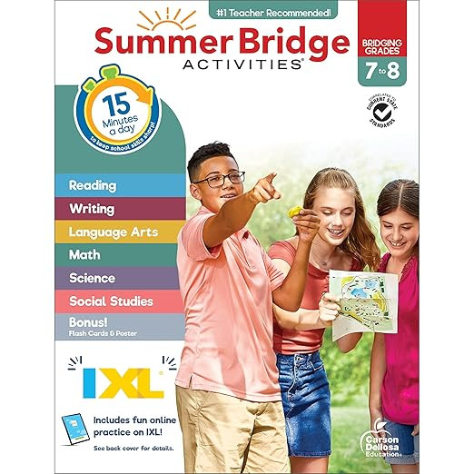 Summer Bridge Activities 7th to 8th Grade Workbooks All Subjects, Middle School Books With Math, ... | Amazon (US)