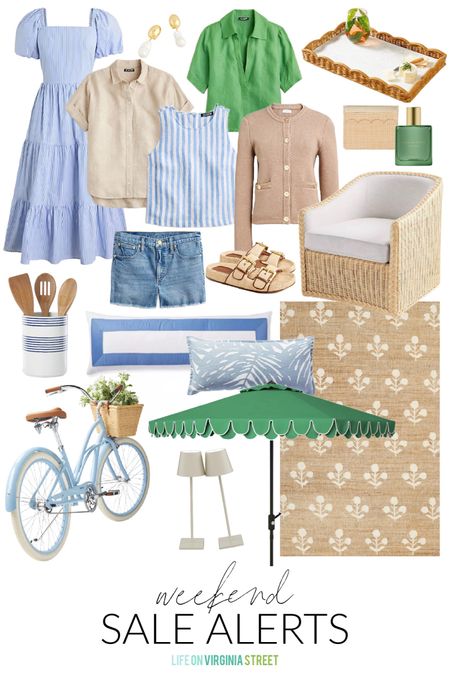 My top picks from the best weekend sales! Includes cute spring dresses, linen tops, jean shorts, block print rug, wicker chair, scalloped cheese tray, outdoor umbrella with double scallops, a light blue beach cruiser bike, a blue and white striped crock, beach house pillows, raffia slide sandals, a cotton lady sweater cardigan, cordless lamps, and more! Get all the details and codes here: https://lifeonvirginiastreet.com/weekend-sale-alerts-136/.
.
#ltksalealert #ltkseasonal #ltkhome #ltkover40 #ltkfindsunder50 #ltkfindsunder100 #ltkstyletip #ltkgiftguide #ltkstyletip #ltkshoecrush #ltkwedding #ltktravel #ltkactive

#LTKsalealert #LTKSeasonal #LTKhome