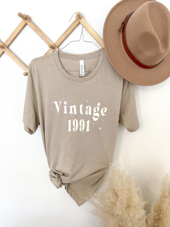 Vintage birth year shirt, any year birthday shirt, custom birthday shirt, custom shirt, boho grap... | Etsy (US)