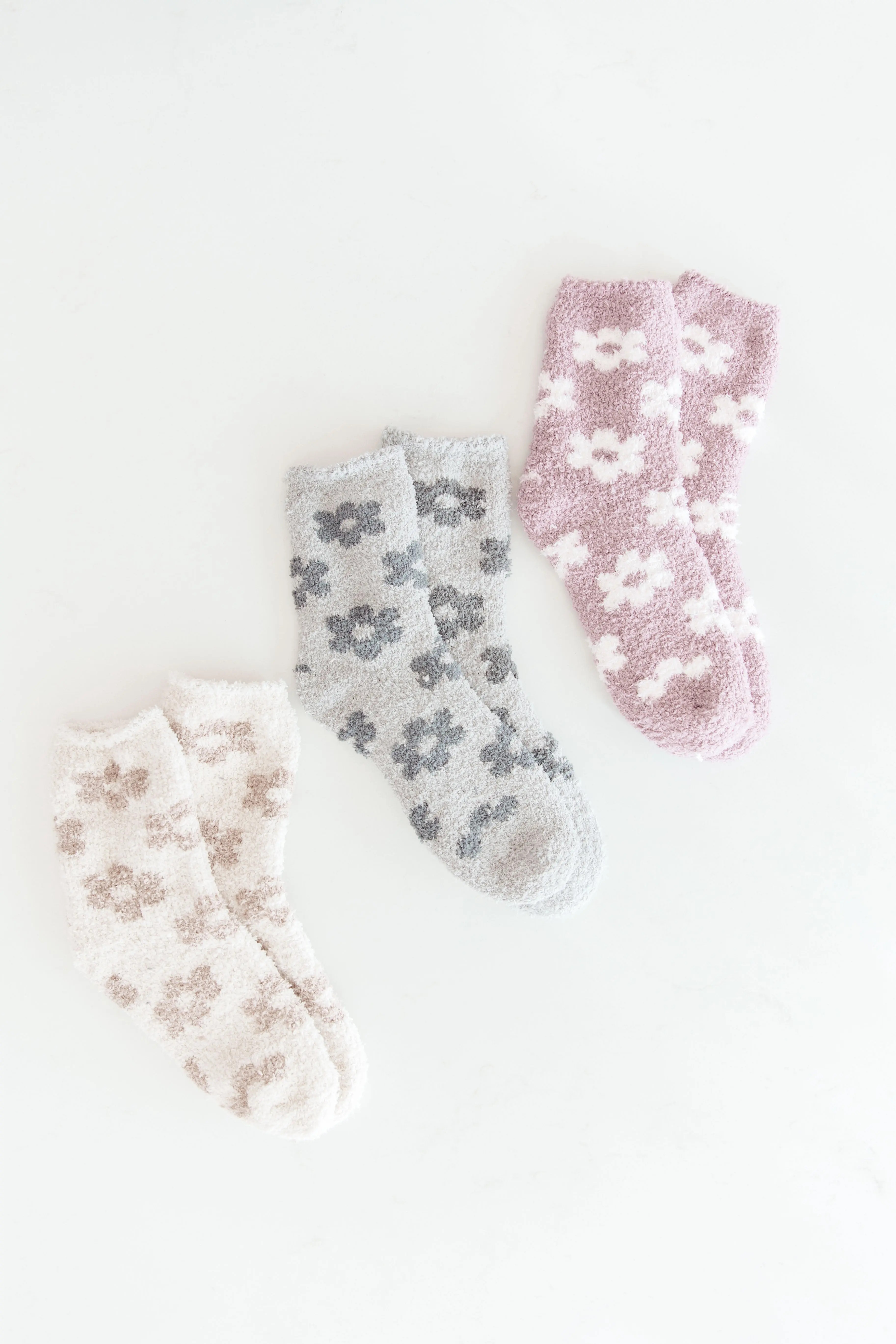 Flower Power Plush Socks 3 Pack | Casual Chic Boutique