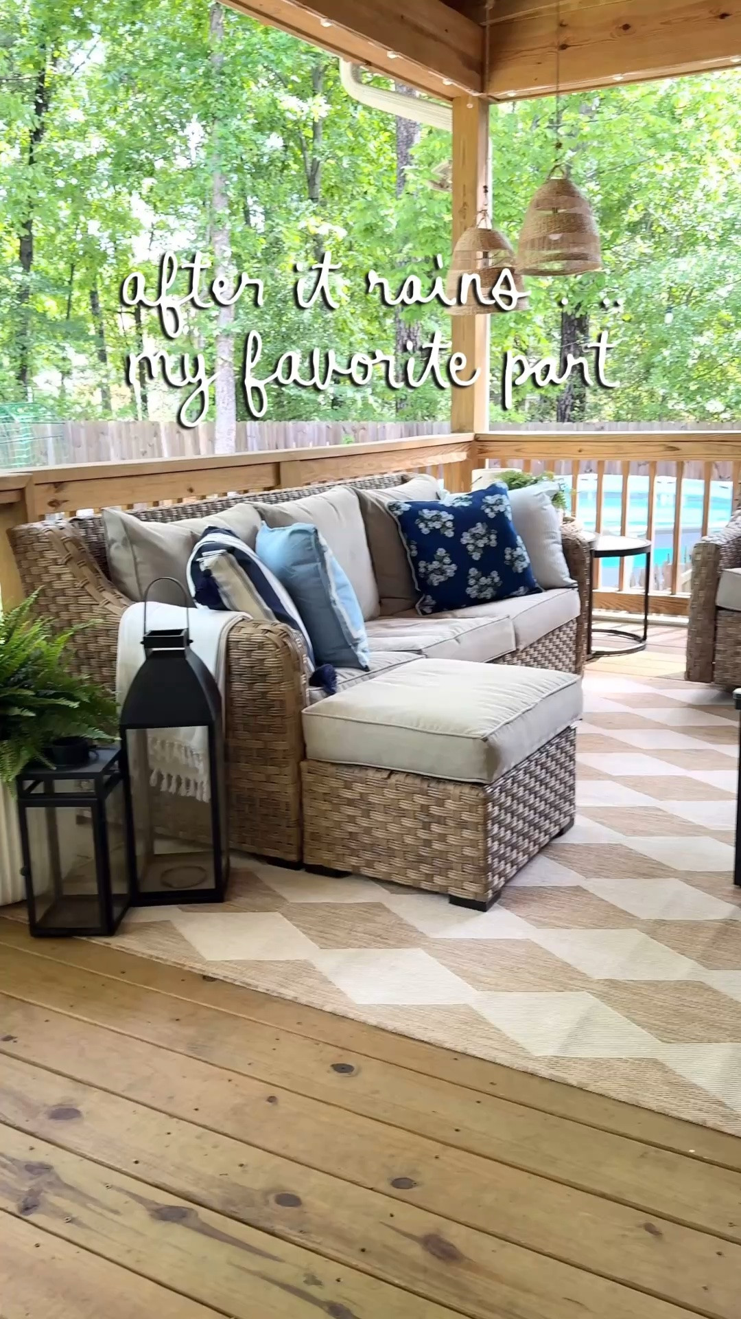 Uncovering the patio after the rain and everything is still perfectly dry thanks to the covers. This outdoor entertaining space comes right back to life in seconds with cozy seating, layered textiles, and a simple backyard setup that feels ready for guests again. Easy patio refresh, protected outdoor furniture, and that fresh after-the-rain vibe that makes outdoor living feel effortless.

outdoor entertaining space, patio refresh, backyard after rain, outdoor furniture reveal, cozy outdoor living, patio styling ideas, backyard glow up, outdoor decor inspiration, rainy day reset, southern outdoor living, patio setup ideas, home exterior inspo, Deck views, patio views, outdoor furniture, outdoor pillows, ferns, outdoor living space

#LTKmomlife #LTKSeasonal #LTKHome