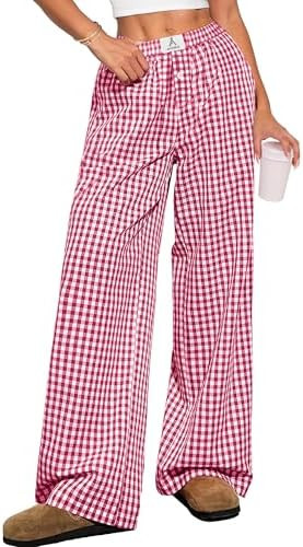 ANRABESS Womens Striped Gingham Pants 2026 Pajama Lounge Boxer Pants Cute Comfy PJ Bottoms with P... | Amazon (US)