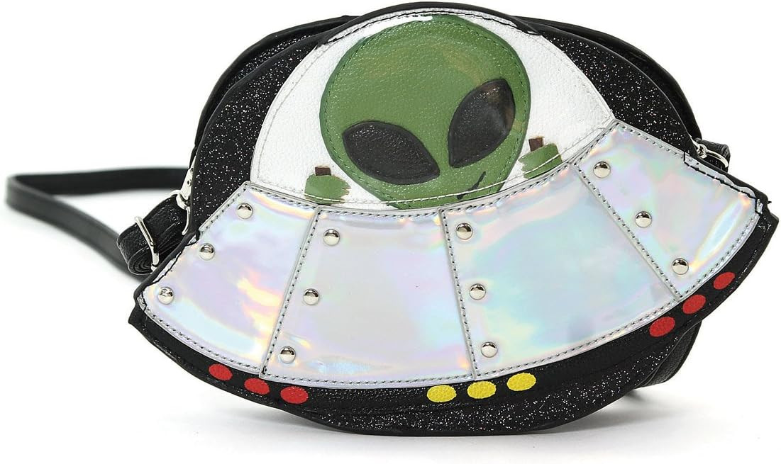 Sleepyville Critters UFO Alien Spaceship Crossbody Bag Purse Black | Amazon (US)