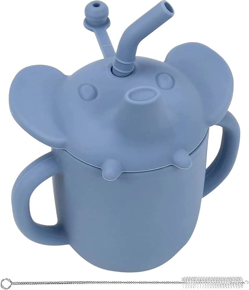 Silicone Sippy Cup for Toddler, Transition Straw Cups for baby 6 months+, 3 in 1 Elephant Trainin... | Amazon (US)