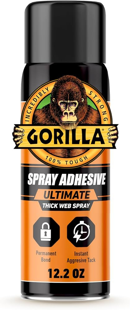 Gorilla Ultimate Spray Adhesive, Instant Aggressive Tack, White, 12.2 oz | Amazon (US)