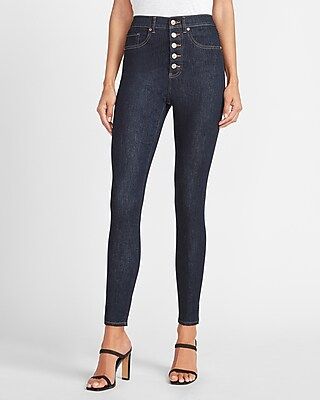 Super High Waisted Button Fly Skinny Jeans | Express