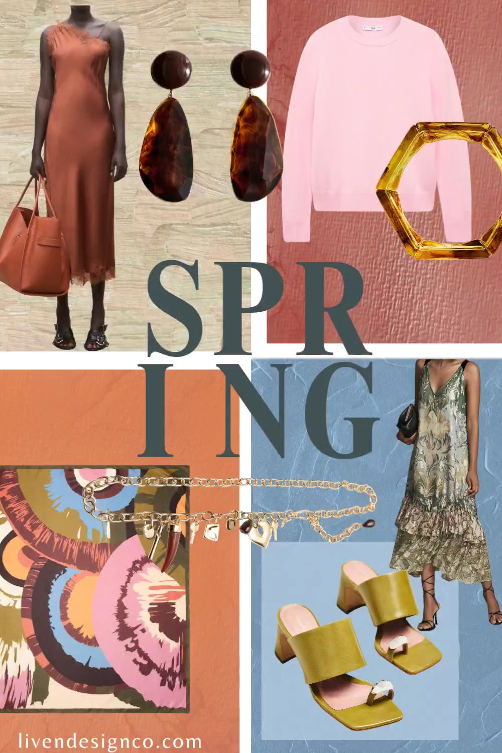 Spring fashion finds. Style inspiration. Slip orange. Burnt orange. Satin scarf. Resort wear. Resin bracelet. Chain belt. Tortoiseshell earrings. Statement earrings. Pink sweater. Mules. Olive green heels

#LTKSpringSale #LTKSeasonal #LTKSaleAlert
