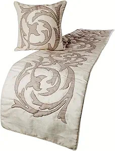 The HomeCentric Designer Ivory & Beige Queen 74 x 18 inch Bed Runner with Pillow Cover Set, Linen... | Amazon (US)