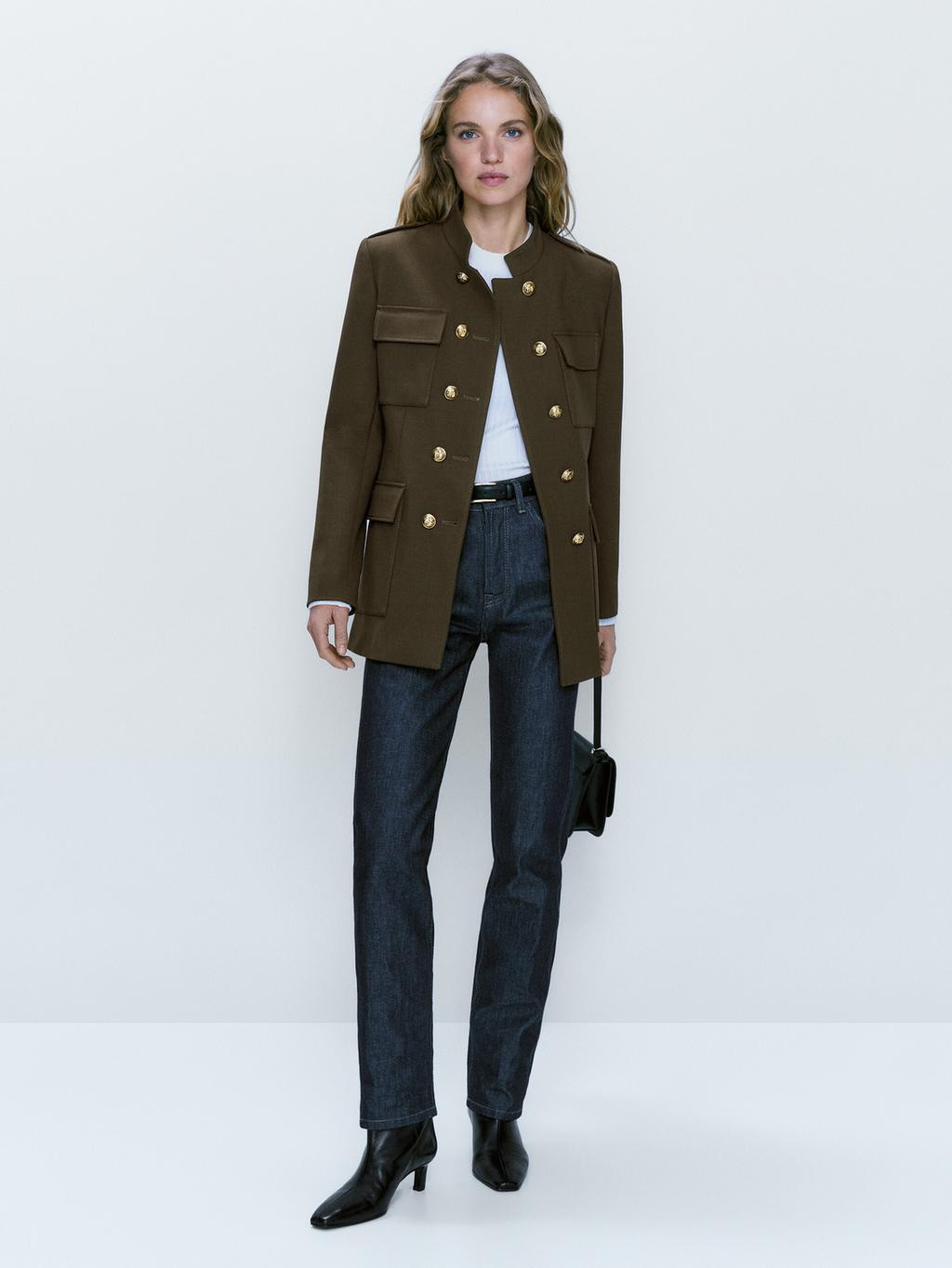 Belted double-button blazer | Massimo Dutti US
