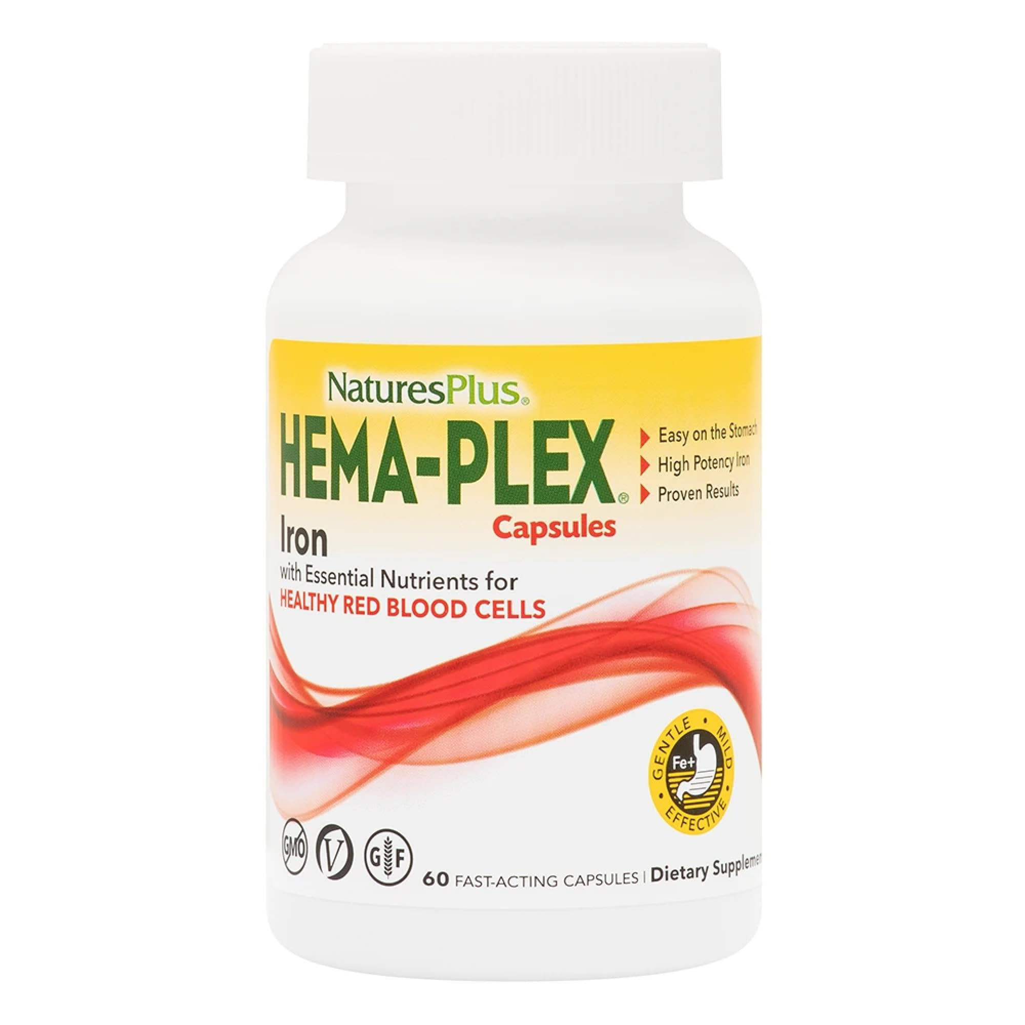 NaturesPlus Hema-Plex Iron - 60 Fast-Acting Capsules - 3 Pack - 85 mg Chelated Iron + Vitamin C &... | Amazon (US)