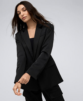 Women's One Button Notch Collar Satin Jacket | Macy's