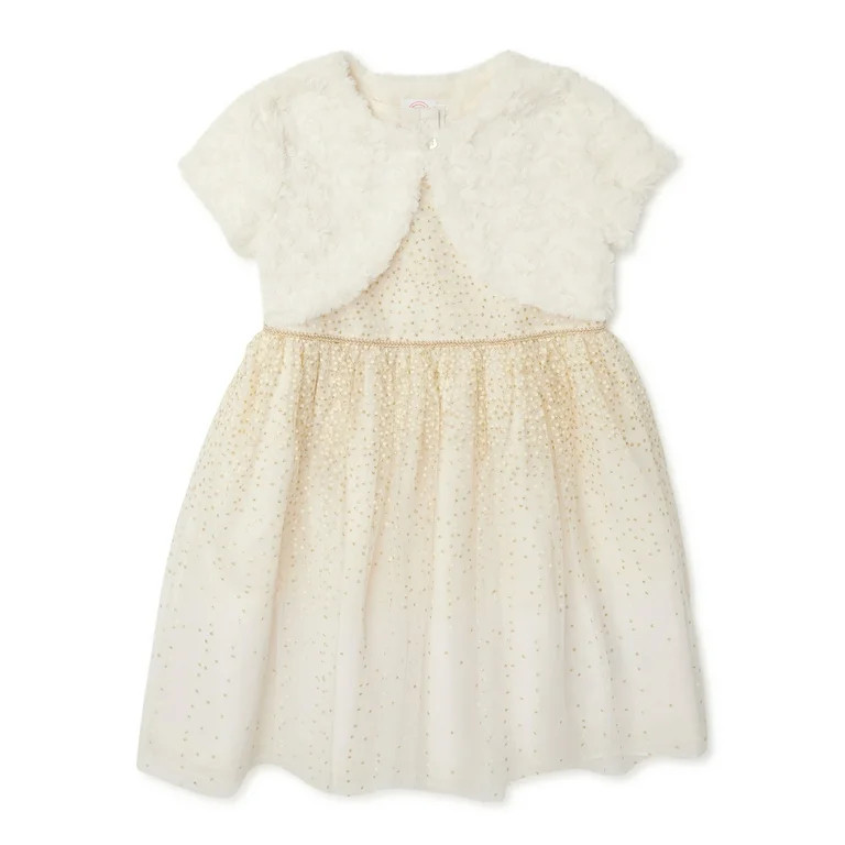 Wonder Nation Toddler Girls' Holiday Dress with Shrug, 2-Piece | Walmart (US)