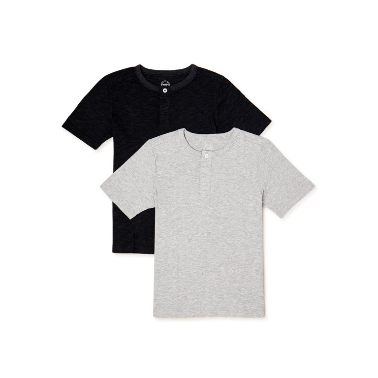 Wonder Nation Boys Short Sleeve Knit Henley Top, 2-Pack, Sizes 4-18 & Husky | Walmart (US)