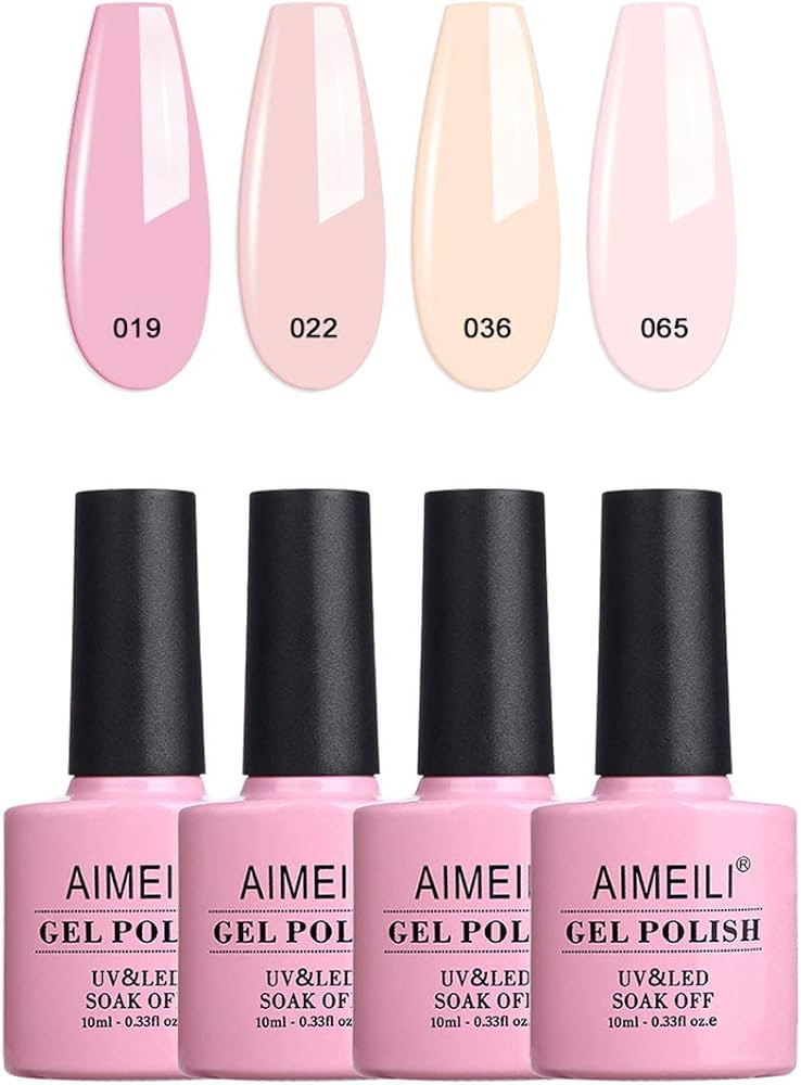 AIMEILI Soak Off UV LED Gel Nail Polish Natural Sheer Pink Colour Gel Gift Set Of 4pcs X 10ml - K... | Amazon (CA)