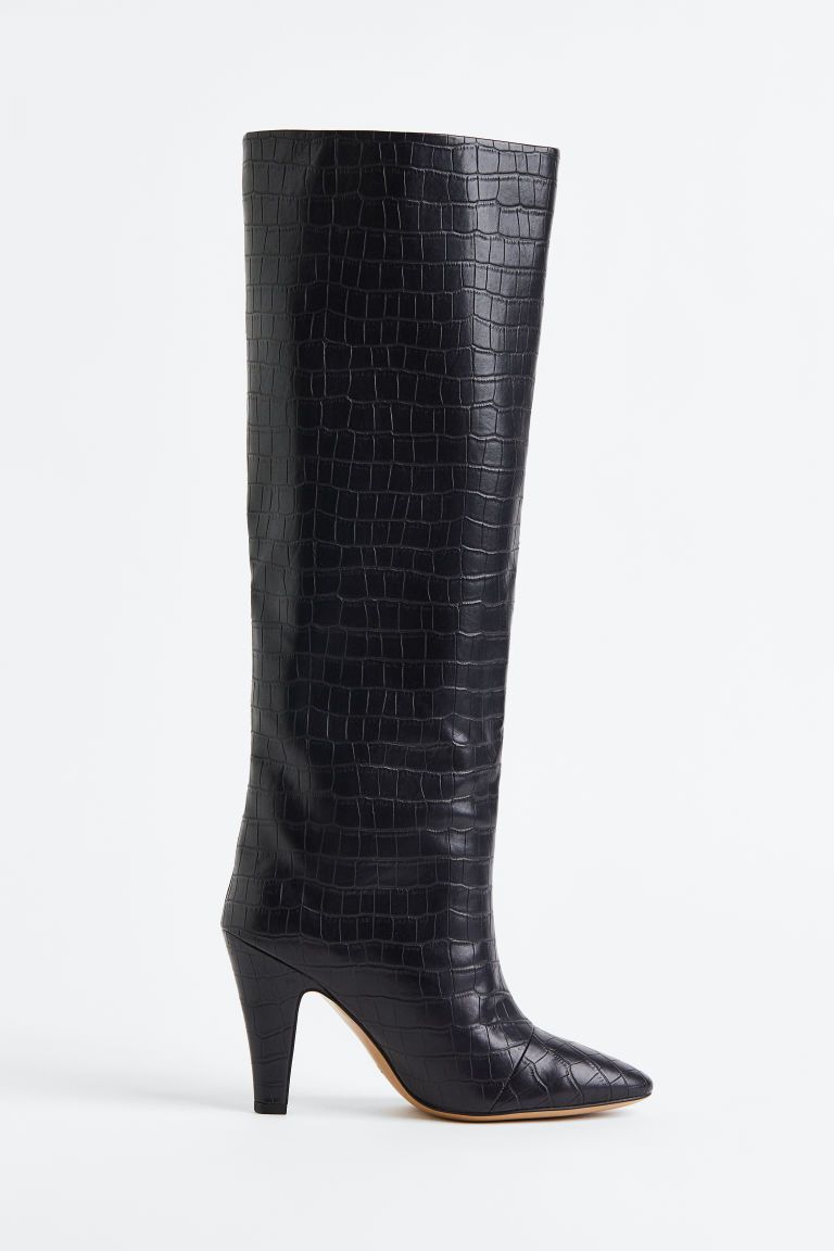 H & M - Knee-high Heeled Boots - Black | H&M (US + CA)