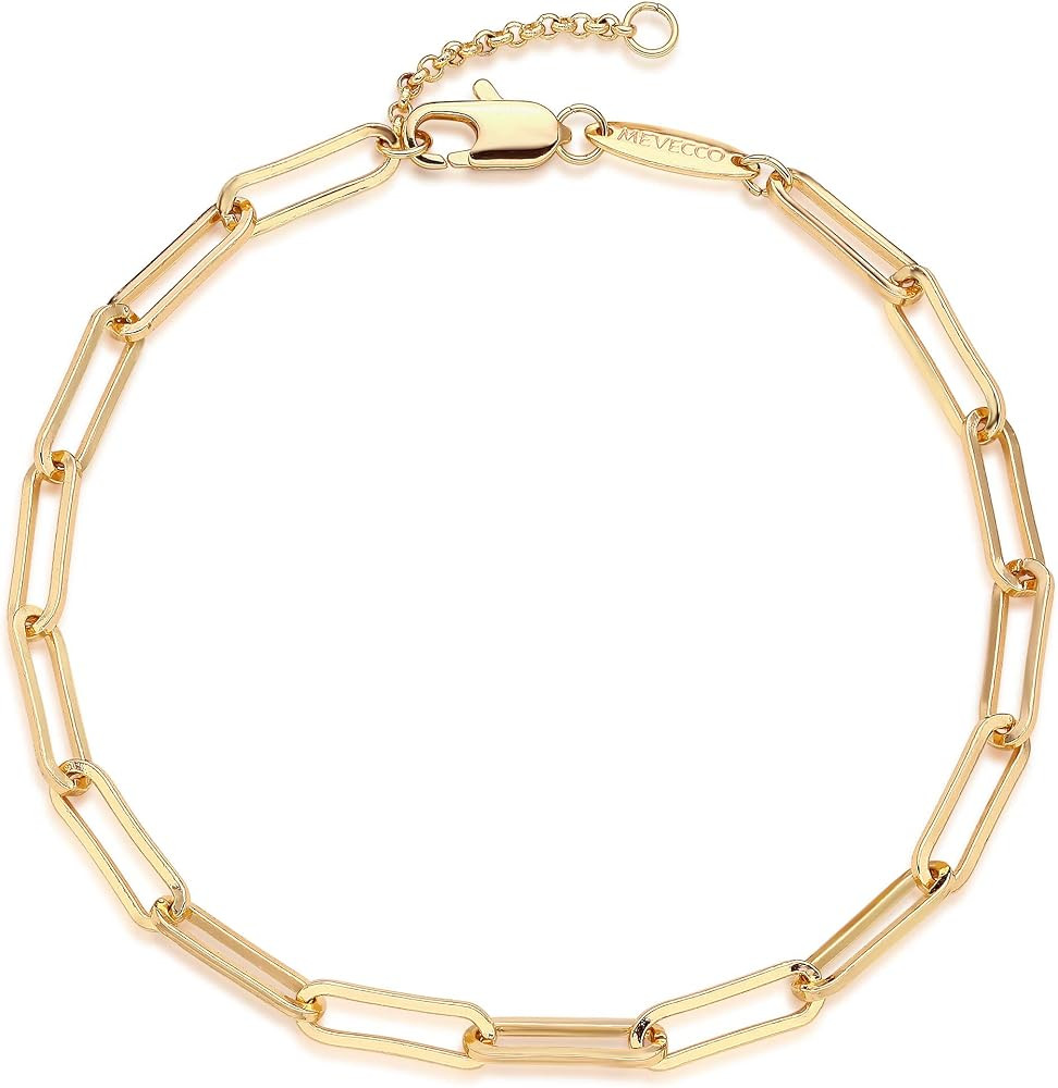 MEVECCO Bracelet for Women 14K Gold Plated Dainty Chain Simple Jewelry Cute Handmade Minimalist f... | Amazon (US)