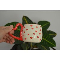 Handmade Ceramic Heart Coffee Mug, Valenties Day Gift, Gift For Her, Tea Cup, Love They | Etsy (US)