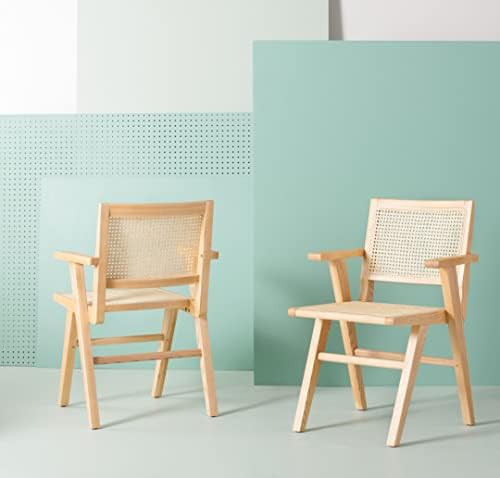 Safavieh Couture Home Collection Hattie Natural French Cane Living Room Dining Arm Chair (Set of 2)  | Amazon (US)
