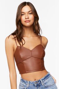 Faux Leather Sweetheart Cropped Cami | Forever 21 | Forever 21 (US)