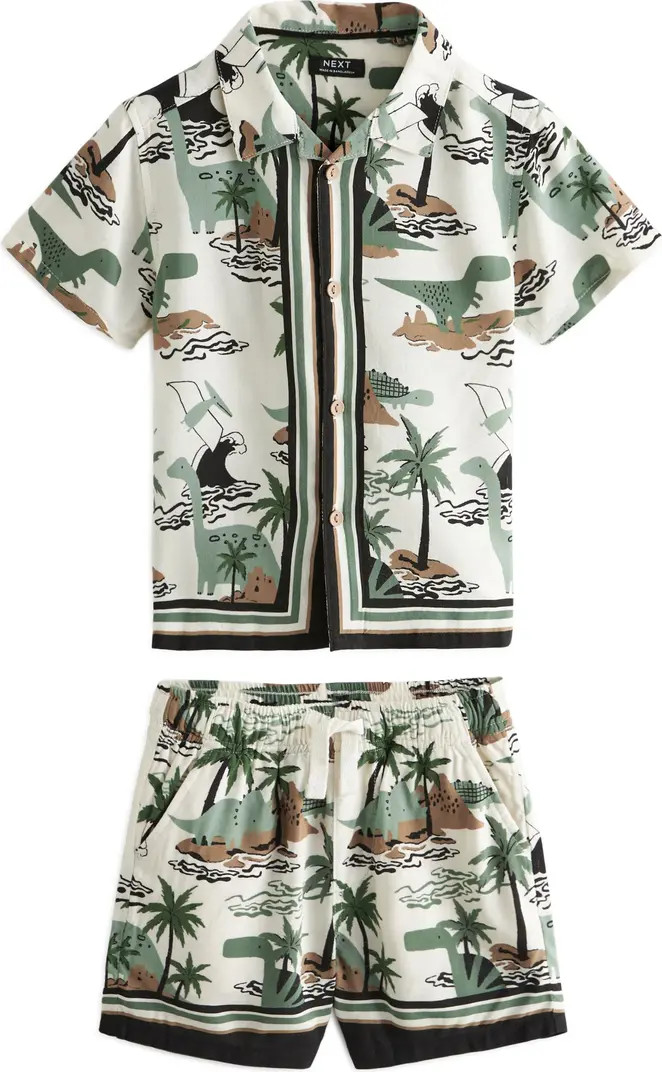 NEXT Kids' Dino Print Camp Shirt & Shorts Set | Nordstrom | Nordstrom