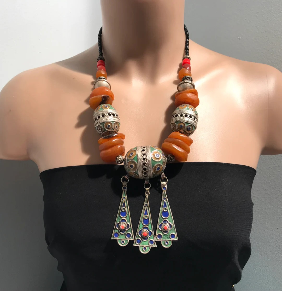 Tribal Necklace , Ethnic Necklace, Vintage Berber Necklace, Tribal Jewelry, Tuareg Tribal Necklac... | Etsy (US)