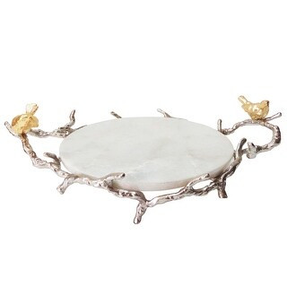 A&B Home Alvada Gold and Silver Decorative Marble Tray - Overstock - 19531532 | Bed Bath & Beyond