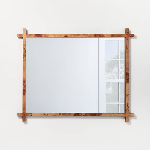 24" x 30" Burl Wood Cross Corner Decorative Wall Mirror Natural - Threshold™ designed with Stud... | Target