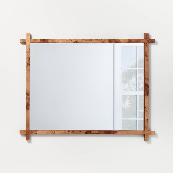 24" x 30" Burl Wood Cross Corner Decorative Wall Mirror Natural - Threshold™ designed with Stud... | Target
