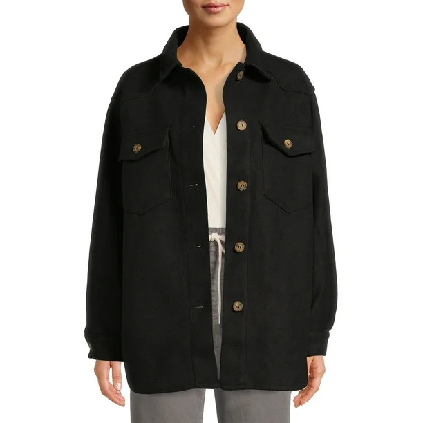 Love Tree Juniors' Fleece Oversized Shirt Jacket - Walmart.com | Walmart (US)