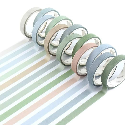YUBBAEX 12 Rolls Washi Tape Set Natural Color Decorative Tapes for Arts, DIY Crafts, Journals, Pl... | Amazon (US)