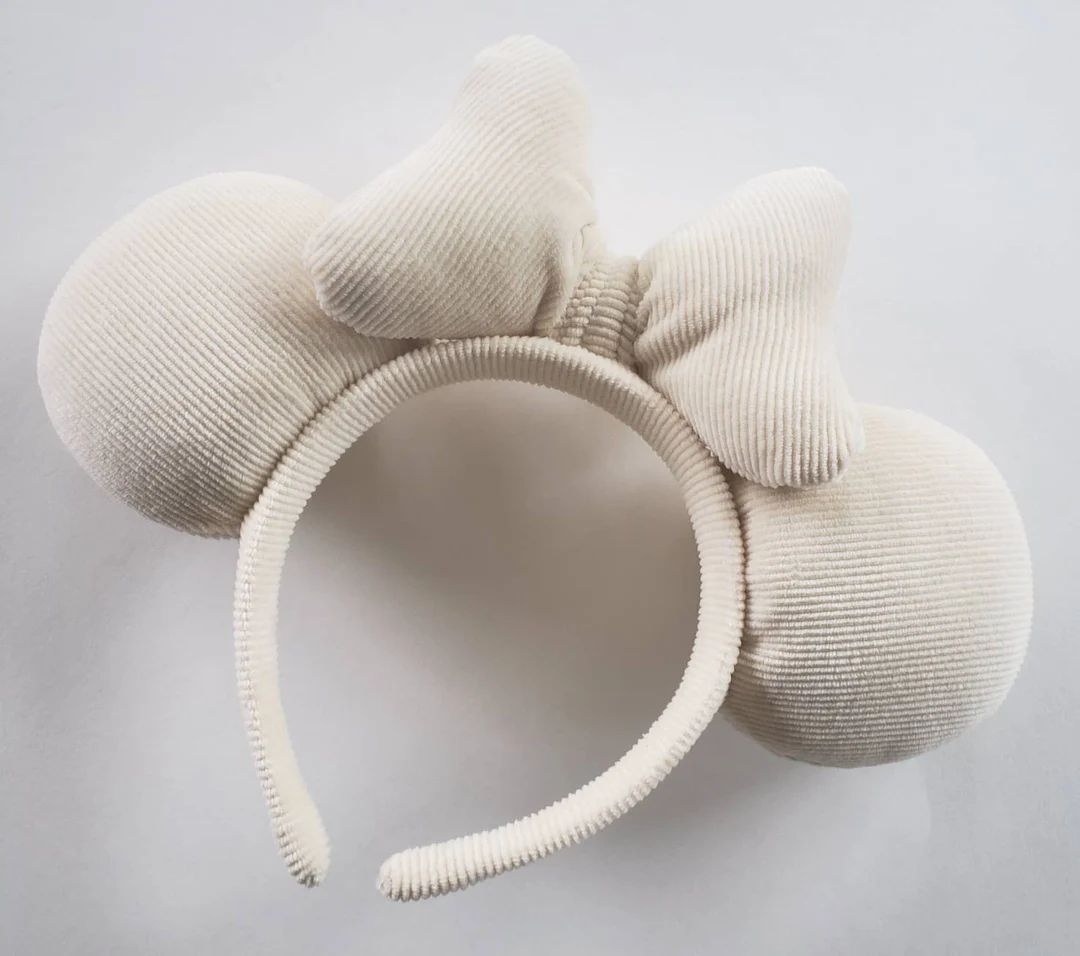 Soft Ivory Corduroy Mouse Ears | Off White Mouse Ears | Etsy (US)